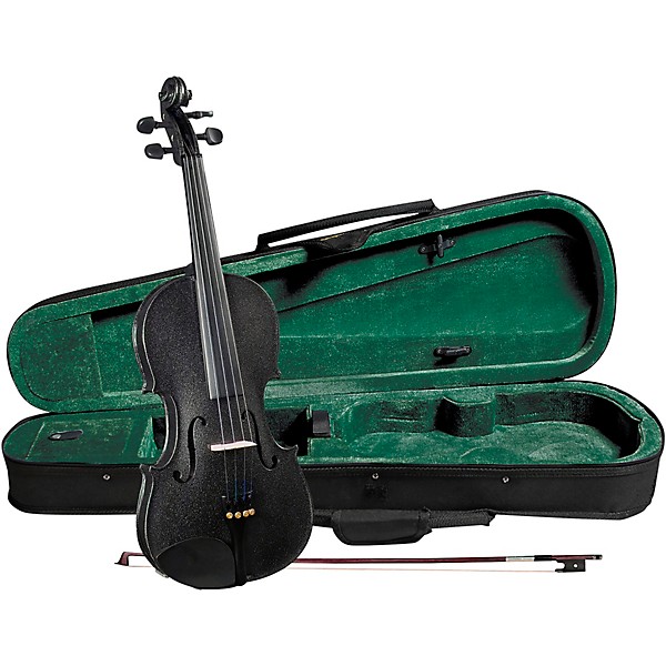 Open Box Cremona SV-75BK Premier Novice Series Sparkling Black Violin Outfit Level 2 1/4 Outfit 190839015761