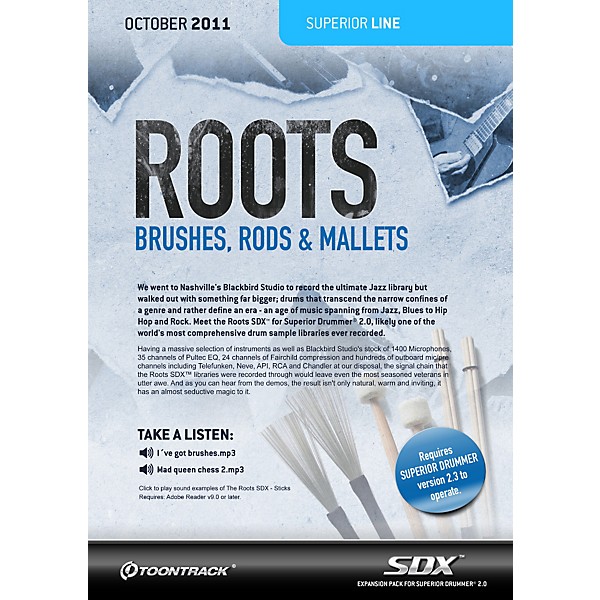 Toontrack Roots - Brushes, Rods & Mallets SDX