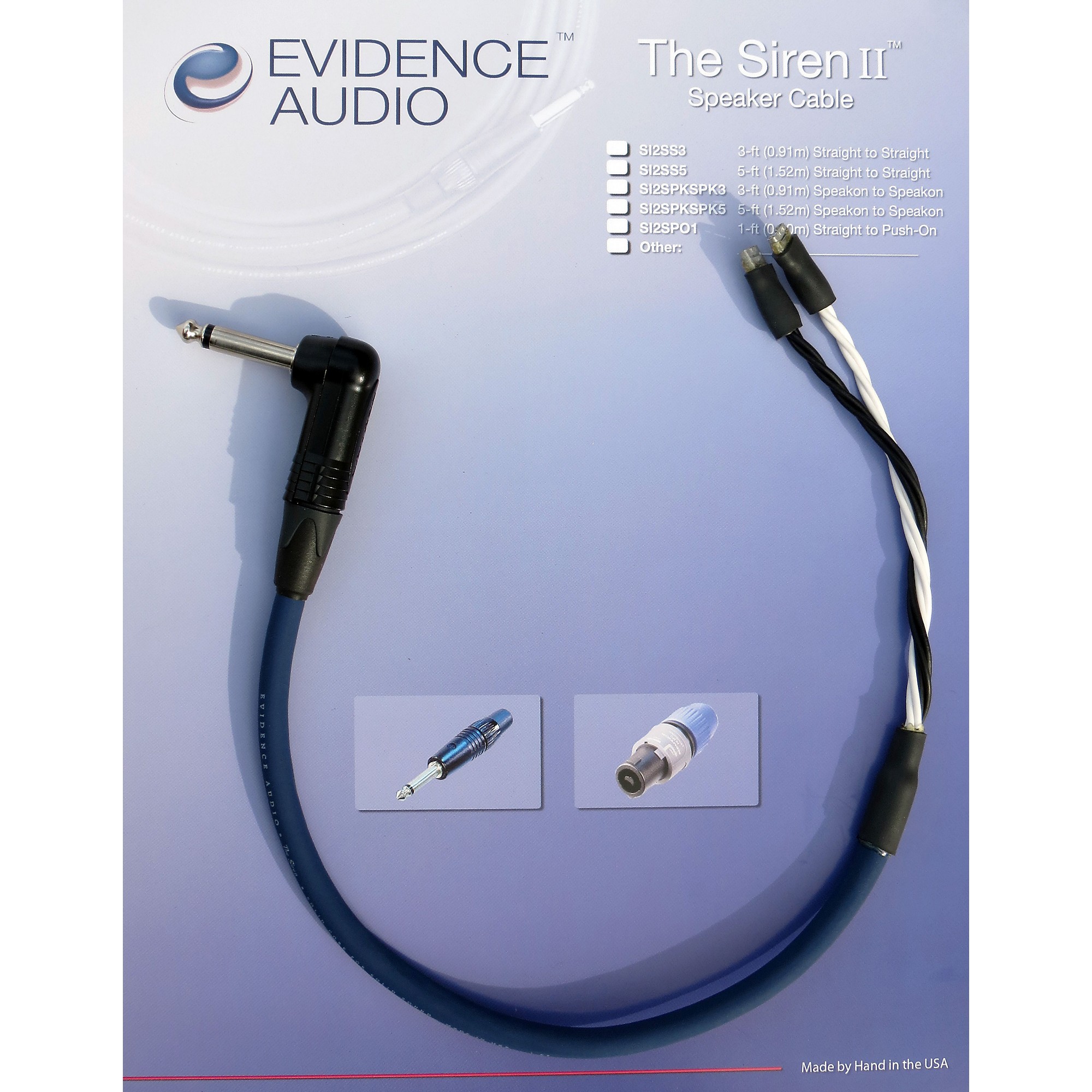 Evidence Audio Siren II Right-Angle Combo Speaker Cable 1 ft