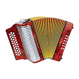 Hohner Corona II Classic, Key of "GCF" Diatonic ACC Accordion Red