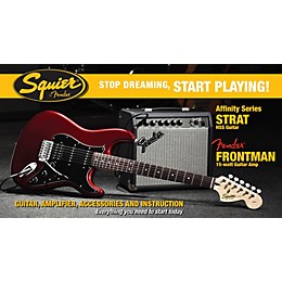 Squier Affinity Series HSS Stratocaster Electric Guitar Pack with 15G Amplifier Candy Apple Red