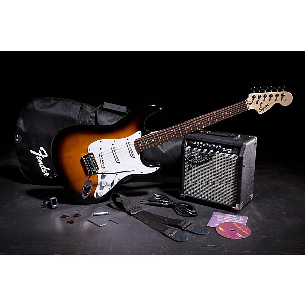Clearance Squier Affinity Stratocaster Electric Guitar Pack w/ 10G Amplifier Brown Sunburst