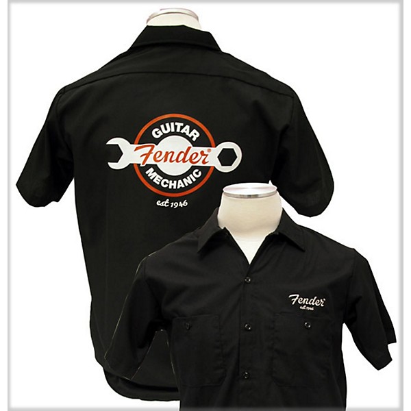 fender dress shirts Fender Guitar Mechanic Work Shirt Black Extra Large