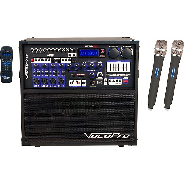 Open Box VocoPro HERO-REC UHF Multi-Format Portable PA Karaoke System with Digital Recorder & UHF Wireless System Level 2 ...