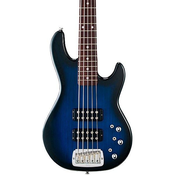 Open Box G&L Tribute L2500 5-String Electric Bass Guitar Level 1 Blue Burst Rosewood Fretboard