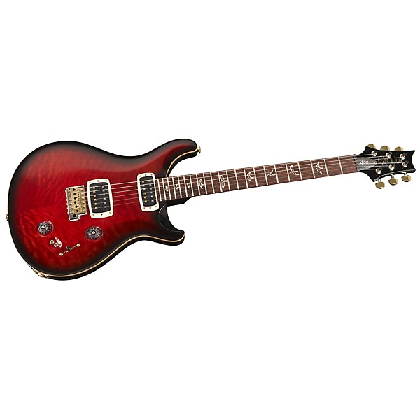 PRS 408 Quilt Top with Hybrid Hardware and Pattern Thin Neck Electric Guitar Scarlet Smoke Burst