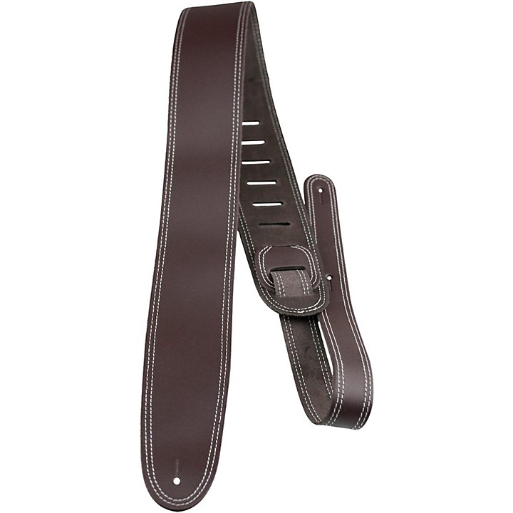 perri's oil leather guitar strap with contrast stitching