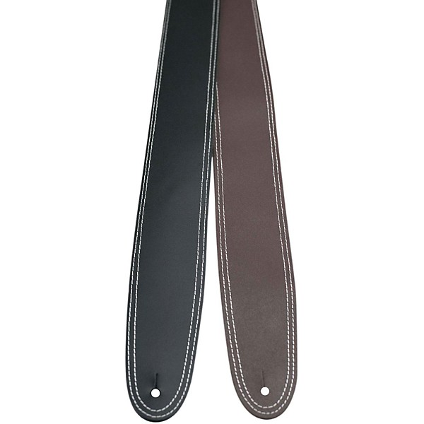 Perri's 2.5" Leather Guitar Strap With Contrast Stitch Brown