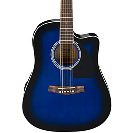 Ibanez Performance Series PF15 Cutaway Dreadnought Acoustic-Electric Guitar Transparent Blue Burst