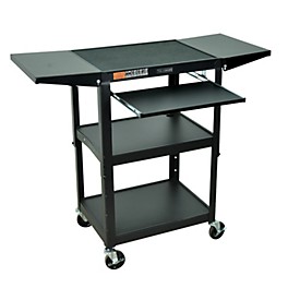 H. Wilson Adjustable Height Cart with Keyboard Tray and Drop Leaf Shelves