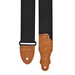 Franklin Strap 2" Cotton Strap with Embossed Suede Black