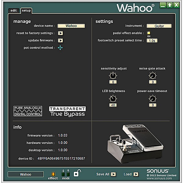 Sonuus Wahoo Analog Dual-Filter/Wah Pedal