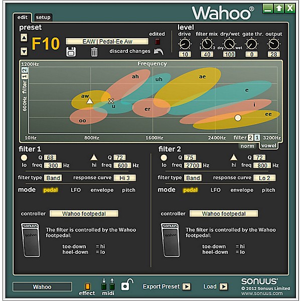 Sonuus Wahoo Analog Dual-Filter/Wah Pedal