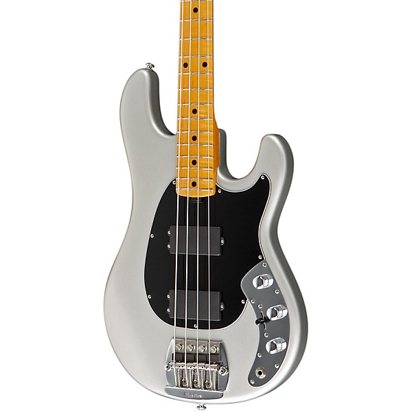 Open Box Ernie Ball Music Man Classic Sabre Electric Bass Level 1 Mayan Silver Maple Flame Neck