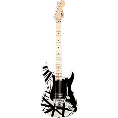 Evh Striped Series Electric Guitar White With Black Stripes for sale