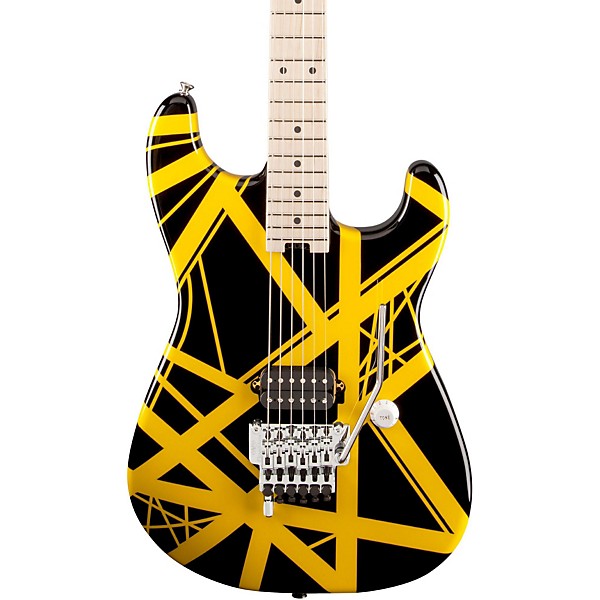 Open Box EVH Striped Series Electric Guitar Level 2 Black with Yellow Stripes 190839683250