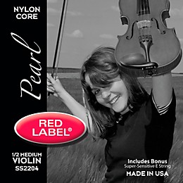 Super Sensitive Red Label Pearl Nylon Core Violin String Set 1/2 Size
