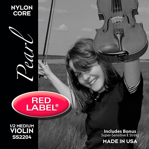 Super Sensitive Red Label Pearl Nylon Core Violin String Set 1/2 Size