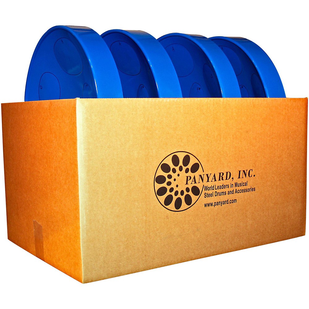 Panyard Jumbie Jam Educator's Steel Drum 4-Pack with Table Top Stands Blue