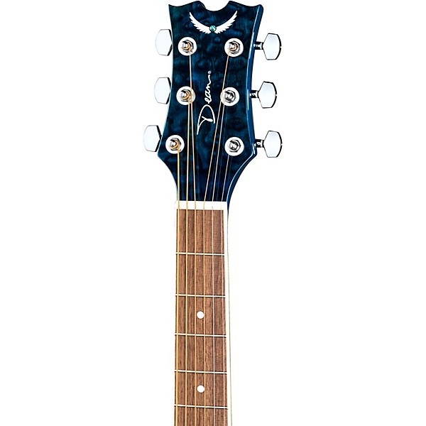 Open Box Dean AXS Dreadnought Quilt Acoustic Guitar Level 2 Transparent Blue 190839222923