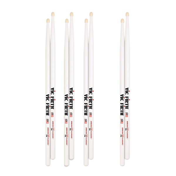 Vic Firth American Classic Drumsticks 7A (4-for-3 Value Pack) White 7A