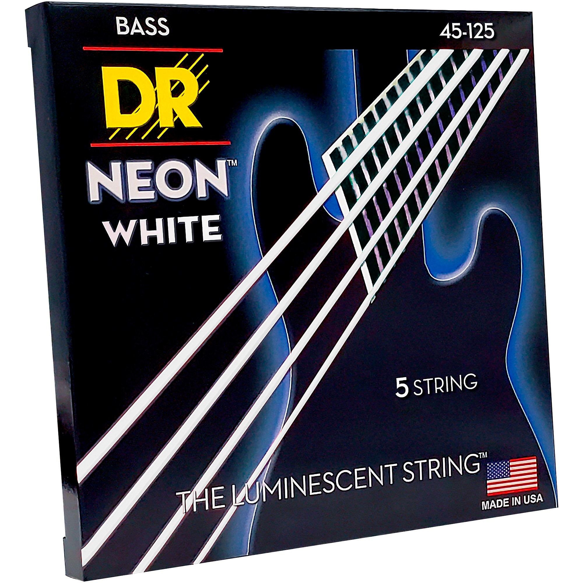 DR Strings Hi Def NEON White Coated Medium 5 String Bass Strings