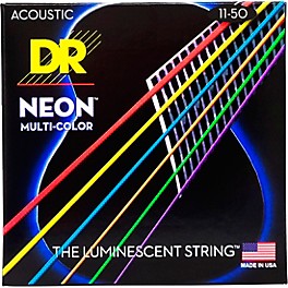 DR Strings Hi-Def NEON Multi-Color Coated Medium-Lite Acoustic Guitar Strings