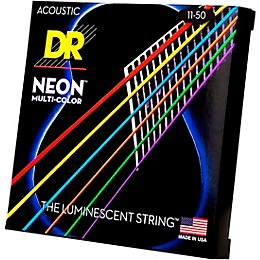 DR Strings Hi-Def NEON Multi-Color Coated Medium-Lite Acoustic Guitar Strings