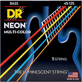 DR Strings Hi-Def NEON Multi-Color Coated Medium 5-String Bass Strings