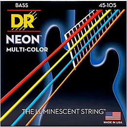 DR Strings Hi-Def NEON Multi-Color Coated Medium 4-String Bass Strings