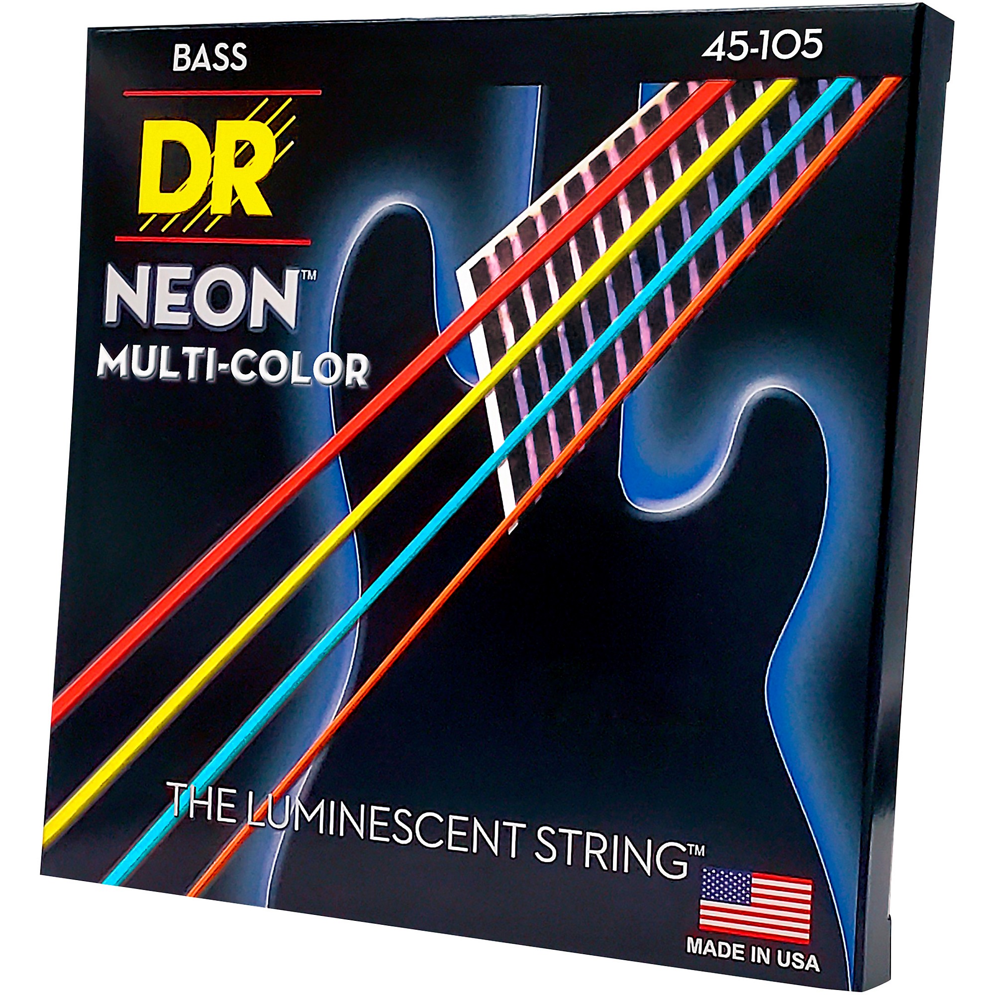 DR Strings Hi Def NEON Multi Color Coated Medium 4 String Bass