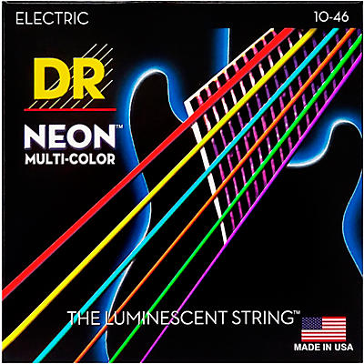 Dr Strings Hi-Def Neon Multi-Color Coated Medium Electric Guitar Strings for sale