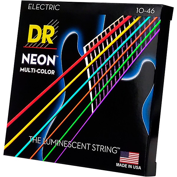 DR Strings Hi-Def NEON Multi-Color Coated Medium Electric Guitar Strings