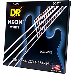 DR Strings Hi-Def NEON White Coated Medium 6-String Bass Strings
