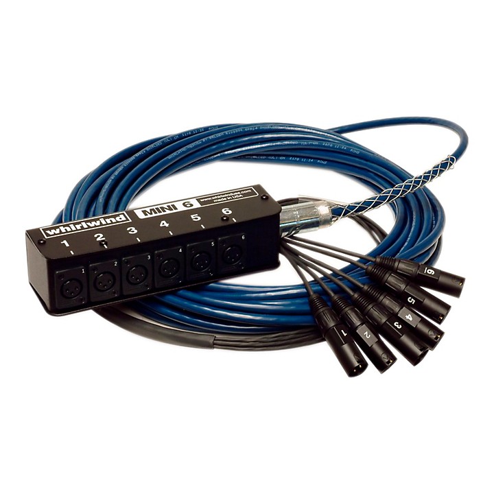 Whirlwind MINI-6 Low Profile Audio Drop Snake 6x6 50 ft. | Guitar