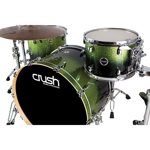 Crush Drums & Percussion Sublime E3 Maple 4-Piece Shell Pack High Gloss Lacquer with 26 Inch Bass Drum Green Sparkle Black...