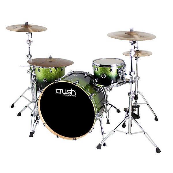 Crush Drums & Percussion Sublime E3 Maple 4-Piece Shell Pack High Gloss Lacquer with 26 Inch Bass Drum Green Sparkle Black...