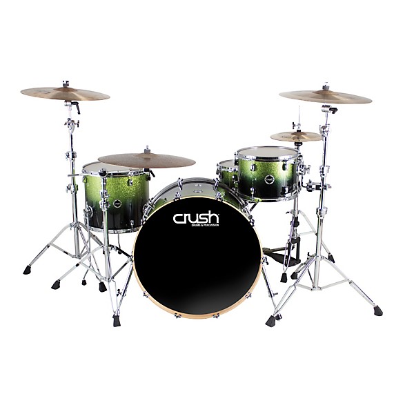 Crush Drums & Percussion Sublime E3 Maple 4-Piece Shell Pack High Gloss Lacquer with 26 Inch Bass Drum Green Sparkle Black...