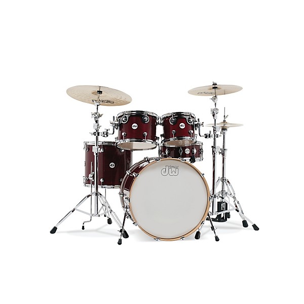 DW Design Series 5-Piece Lacquer Shell Pack with Chrome Hardware Cherry Stain