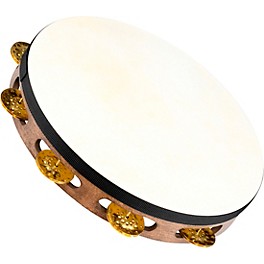 MEINL Vintage Goat-Skin Wood Tambourine One Row Brass Jingles Walnut Brown 10 in.