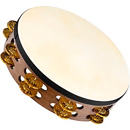 MEINL Vintage Goat-Skin Wood Tambourine Two Rows Brass Jingles Walnut Brown 10 in.