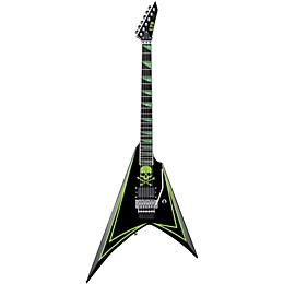 Open Box ESP LTD ALEXI 600 Greeny Alexi Laiho Signature Electric Guitar Level 2 Black with Lime Green Pinstripe and Skull Graphic 190839260345