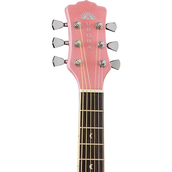 Luna Aurora Borealis 3/4 Size Acoustic Guitar Pink Sparkle