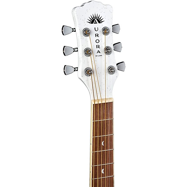 Open Box Luna Aurora Borealis 3/4 Size Acoustic Guitar Level 2 White Sparkle 194744408069
