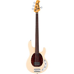 Open Box Sterling by Music Man RAY34 Classic Active Series Fretless Electric Bass Guitar Level 1 Vintage Cream