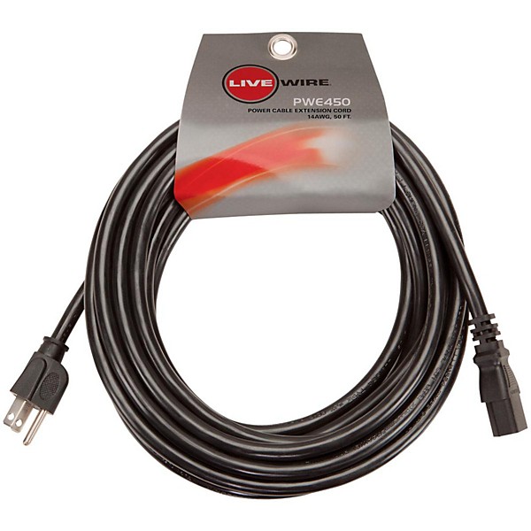 Livewire 14AWG Power Extension Cable Black 50 ft.