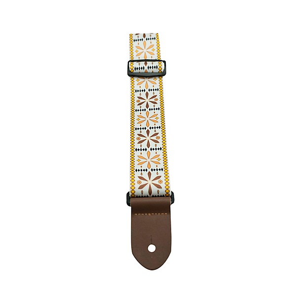 Perri's 2" Polyester with Jaquard Design - Yellow, Tan & White Guitar Strap