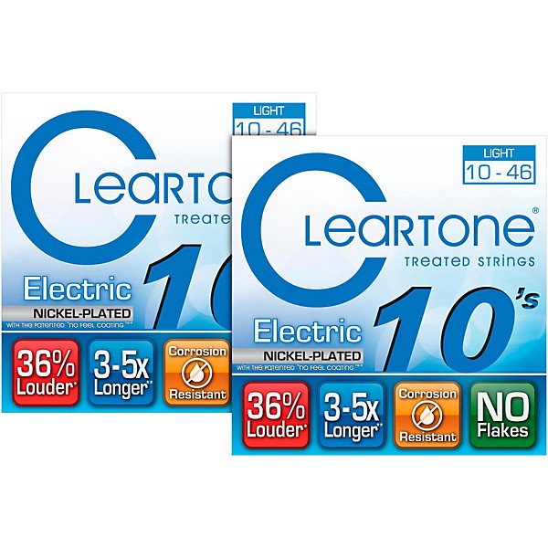 Cleartone Nickel-Plated Light Gauge Treated Electric Guitar Strings (2-Pack)