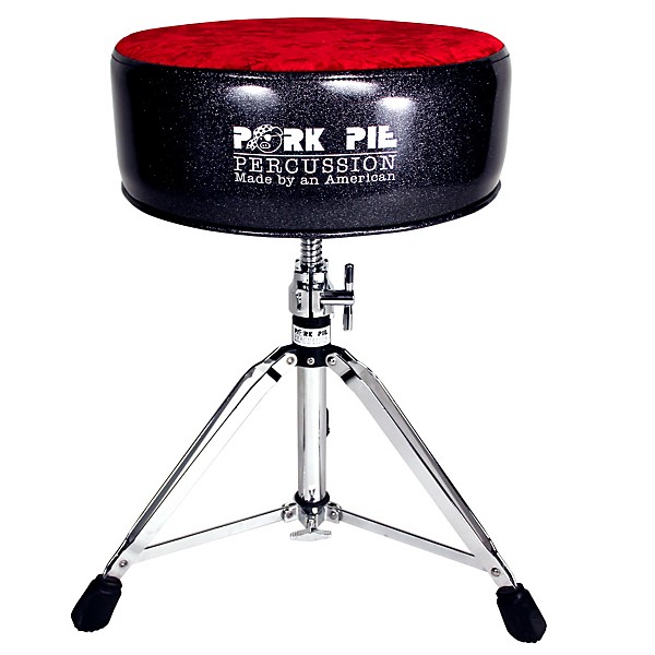 Open Box Pork Pie Round Drum Throne Level 1 Black Sparkle with Red Crush Top