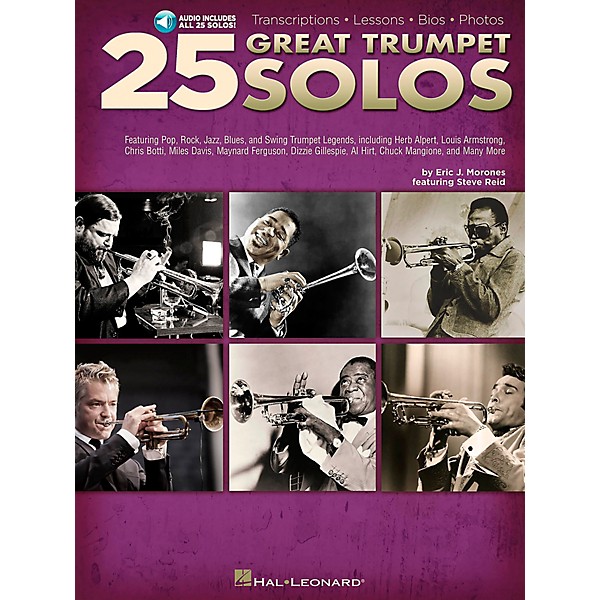 Hal Leonard 25 Great Trumpet Solos Book/Online Audio includes Transcriptions * Lessons * Bios * Photos